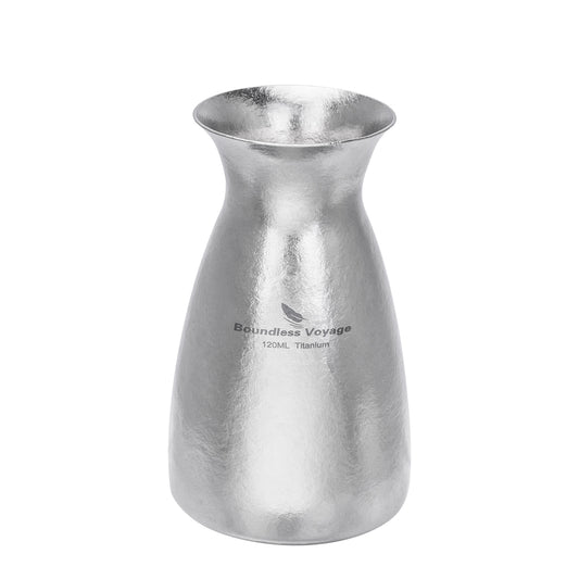 Boundless Voyage 120ml Pure Titanium Sake Carafe – Ultralight Japanese Sake Server for Whiskey, Spirits, Home Bar & Travel