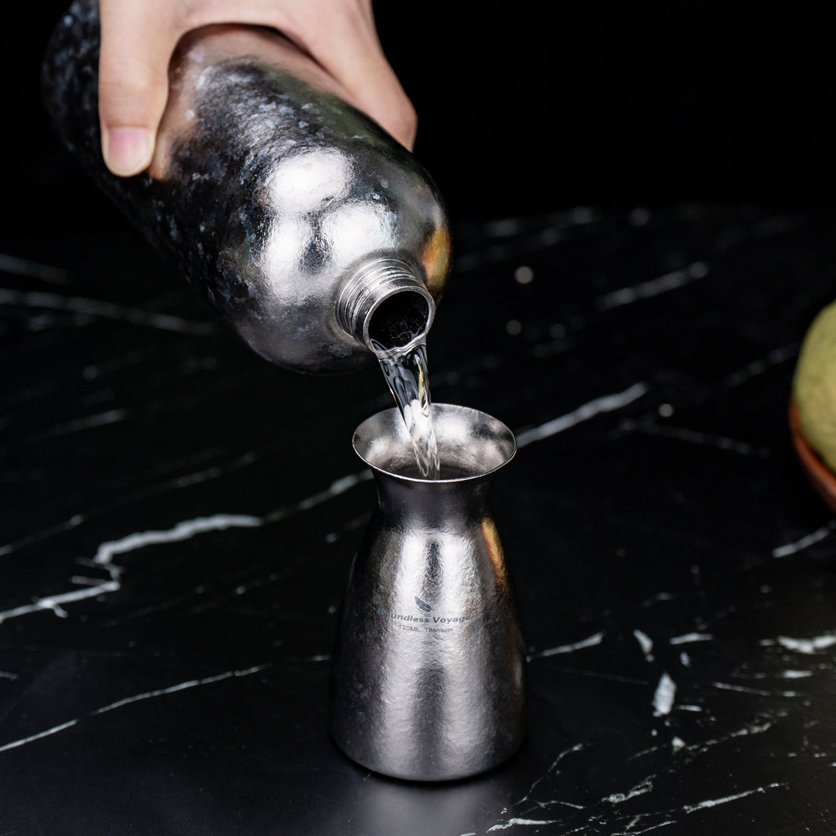 Boundless Voyage 120ml Pure Titanium Sake Carafe – Ultralight Japanese Sake Server for Whiskey, Spirits, Home Bar & Travel