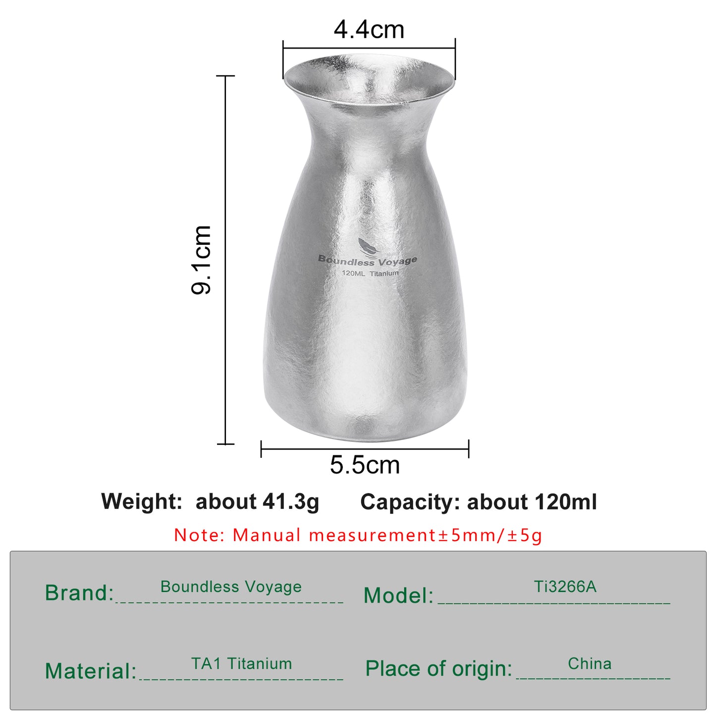 Boundless Voyage 120ml Pure Titanium Sake Carafe – Ultralight Japanese Sake Server for Whiskey, Spirits, Home Bar & Travel