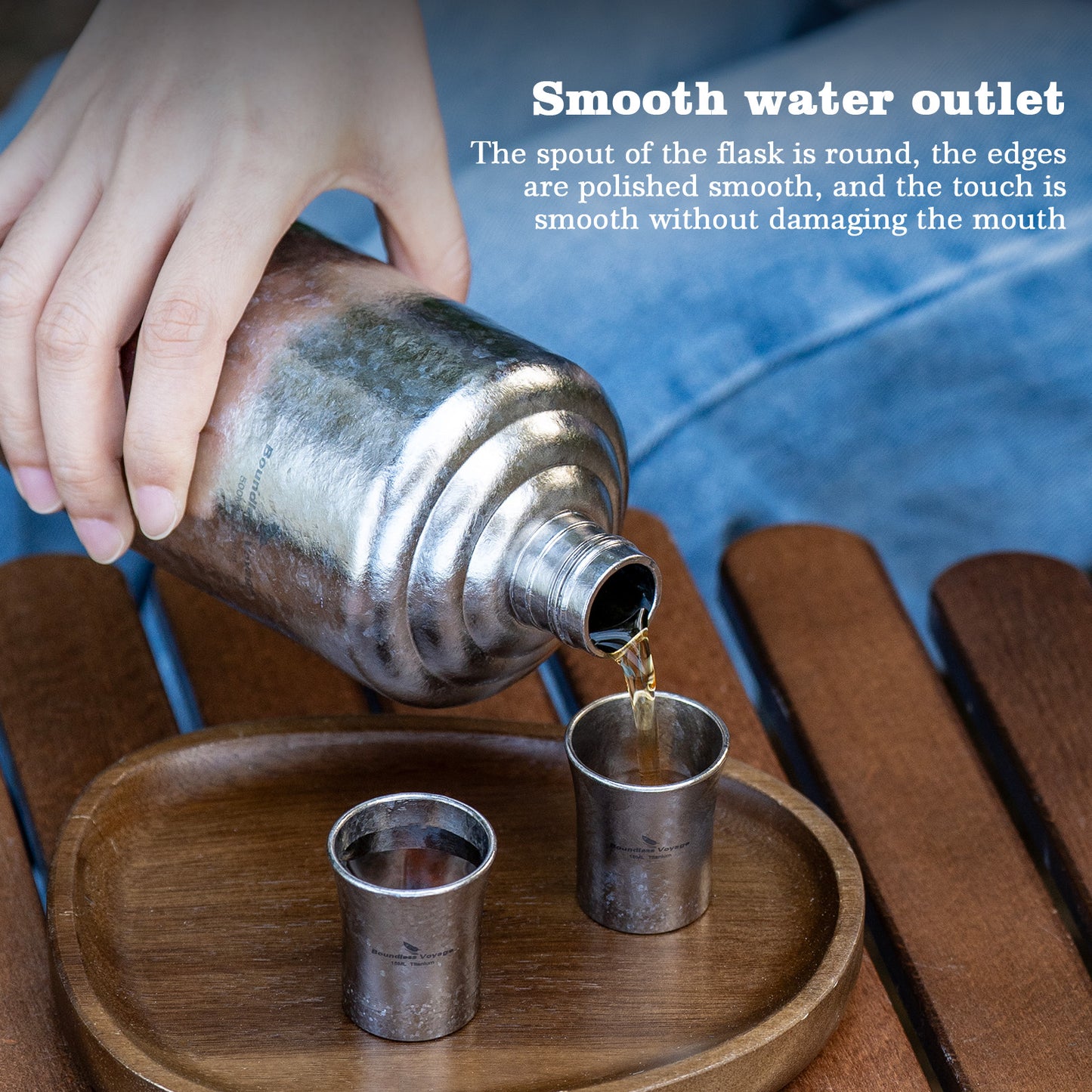 Boundless Voyage 500ml Pure Titanium Hip Flask | Ultralight Leakproof Whiskey & Spirit Bottle | Coating-Free Healthy Liquor Flask for Camping, Hiking & Travel