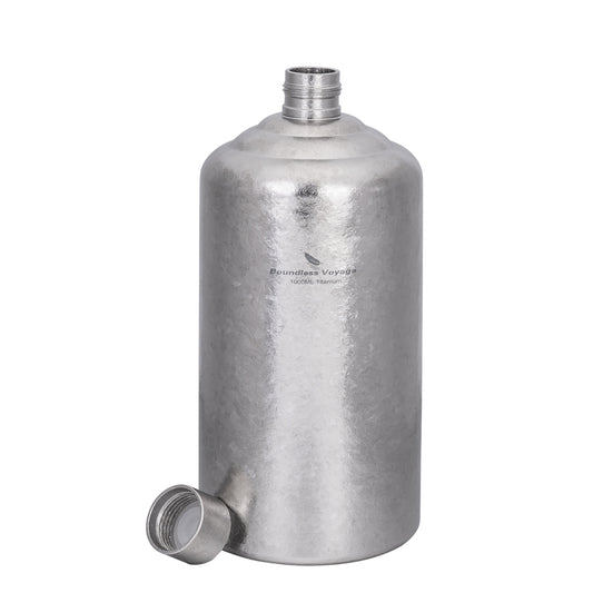 Boundless Voyage 1000ml Pure Titanium Hip Flask | Large Capacity Ultralight Whiskey & Spirit Bottle | Leakproof Coating-Free Healthy Flask for Camping, Hunting & Travel
