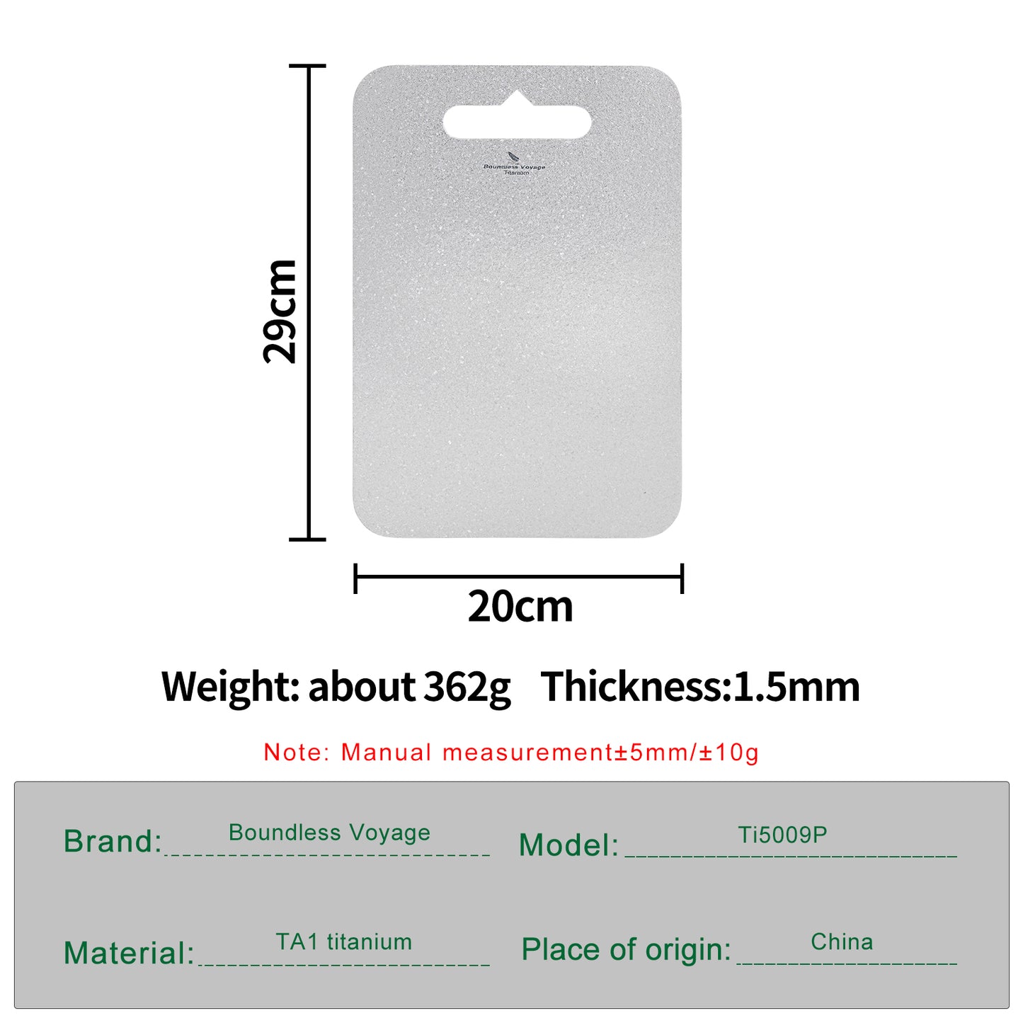 Boundless Voyage Titanium Cutting Board – TA1 Ultralight Multifunctional Camping Chopping Board for Outdoor Kitchen & Travel