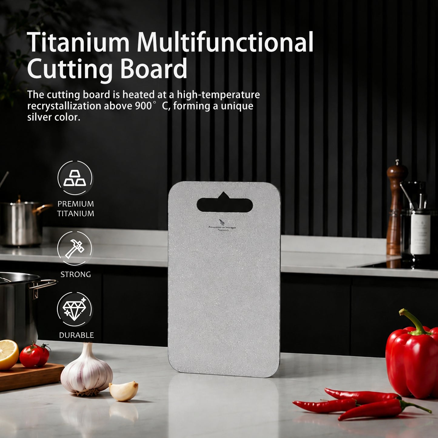 Boundless Voyage Titanium Cutting Board – TA1 Ultralight Multifunctional Camping Chopping Board for Outdoor Kitchen & Travel