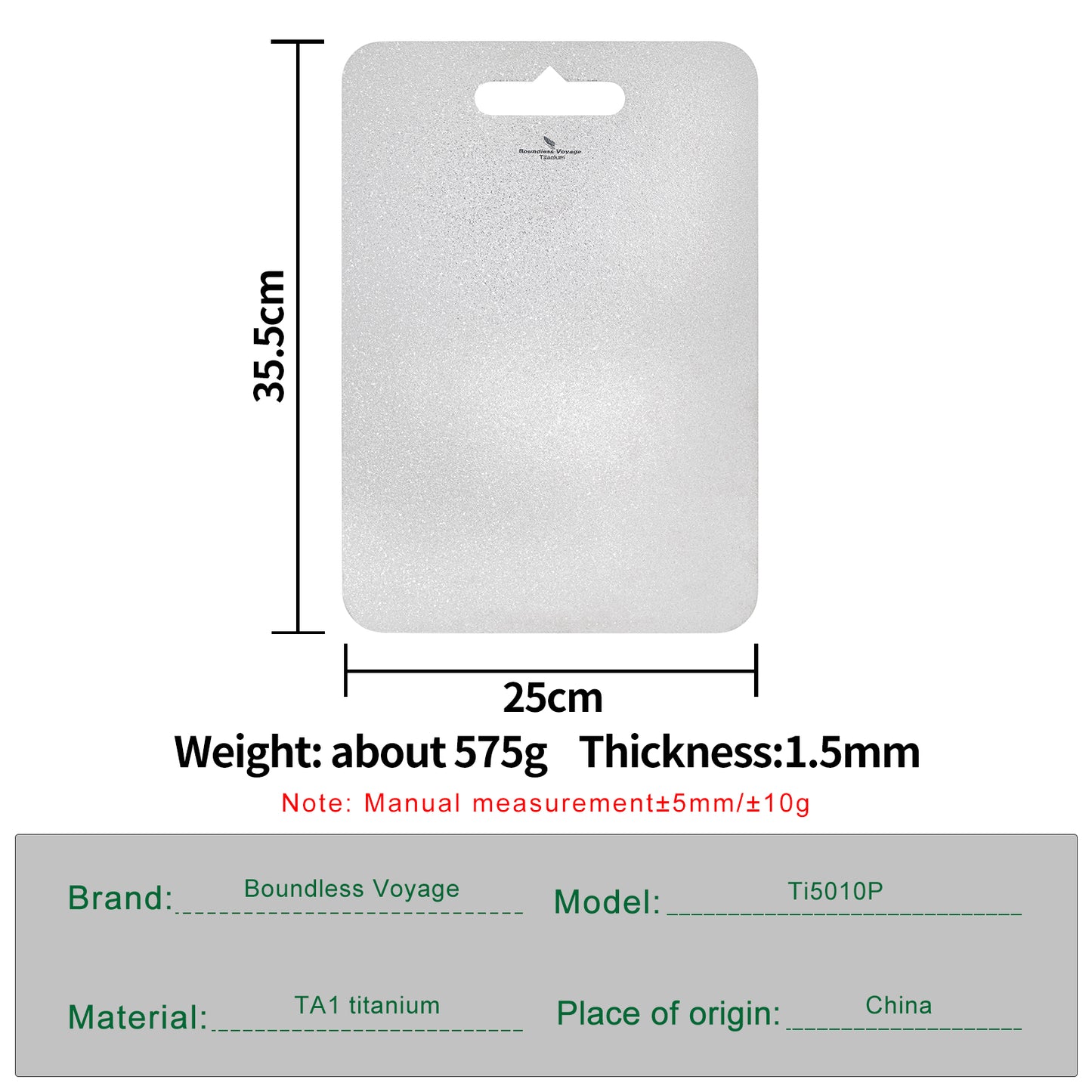 Boundless Voyage Titanium Cutting Board  Ultralight Multifunctional Camping Chopping Board 35.5×25cm for Outdoor Kitchen & Travel