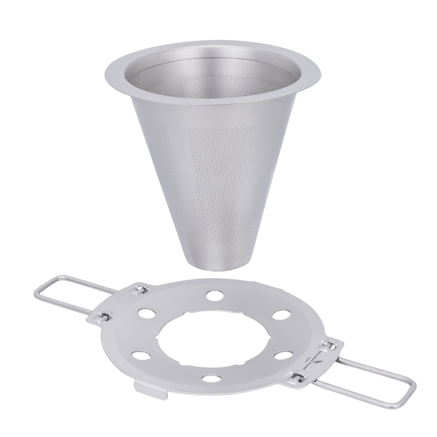 Boundless Voyage Pour Over Coffee Dripper,Titanium Coffee Filter With Foldable Holder Metal Cone Filter Paperless Reusable Portable for Home, Work, Outdoor Travel, Camping