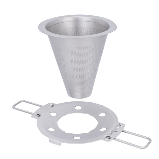 Boundless Voyage Pour Over Coffee Dripper,Titanium Coffee Filter With Foldable Holder Metal Cone Filter Paperless Reusable Portable for Home, Work, Outdoor Travel, Camping