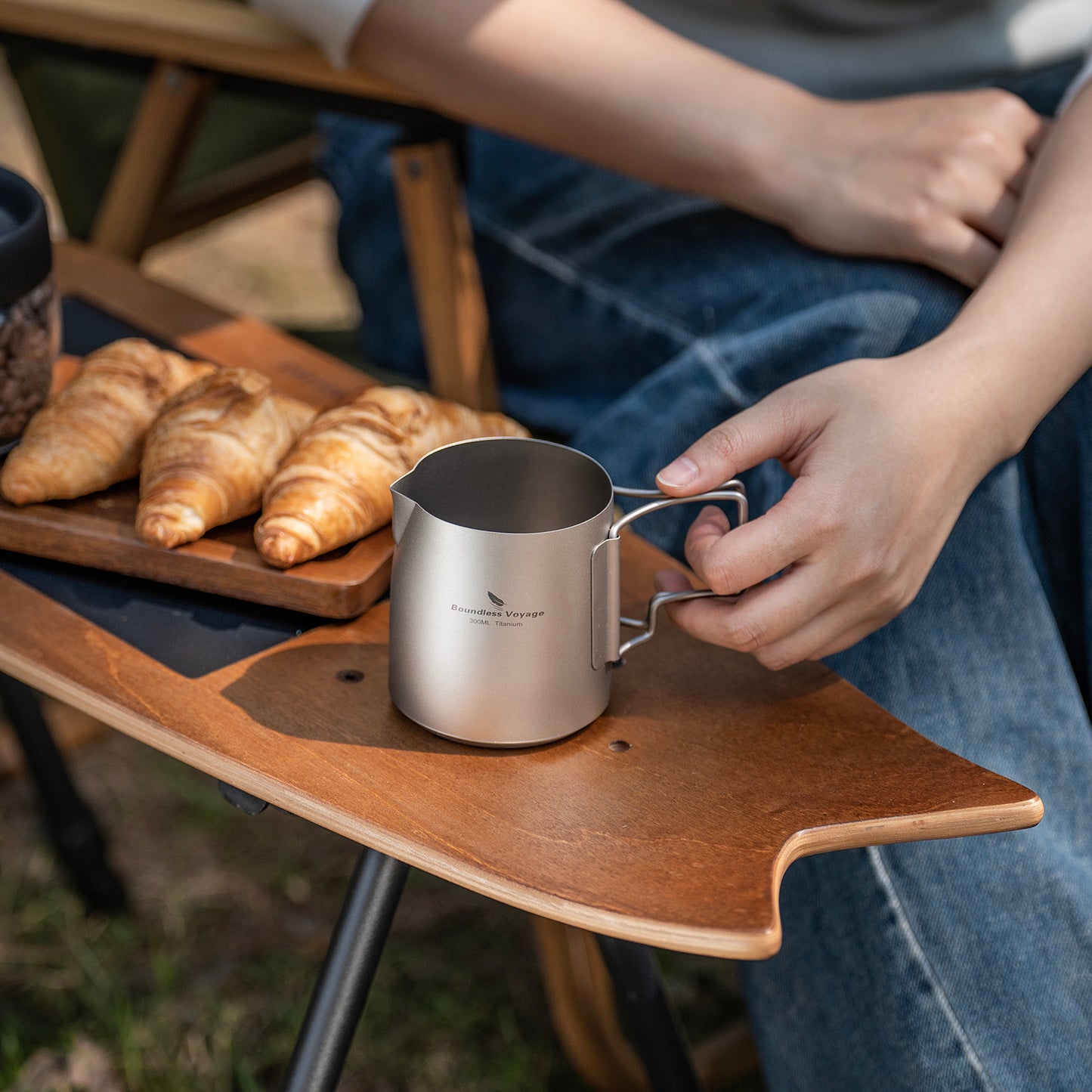 Boundless Voyage Titanium Pour Over Coffee Maker Set – 300ml Portable Camping Mug with Detachable Dripper