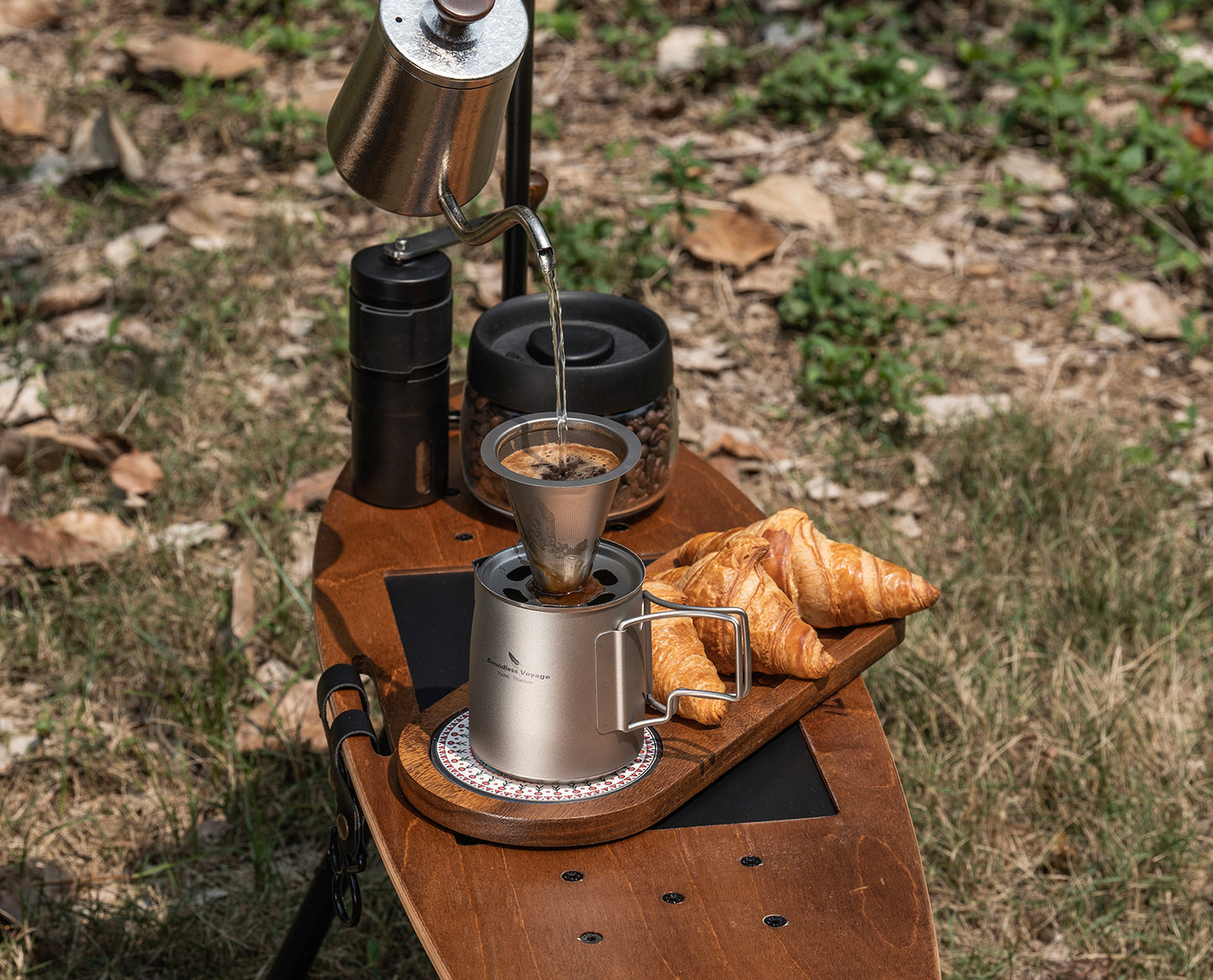 Boundless Voyage Titanium Pour Over Coffee Maker Set – 300ml Portable Camping Mug with Detachable Dripper