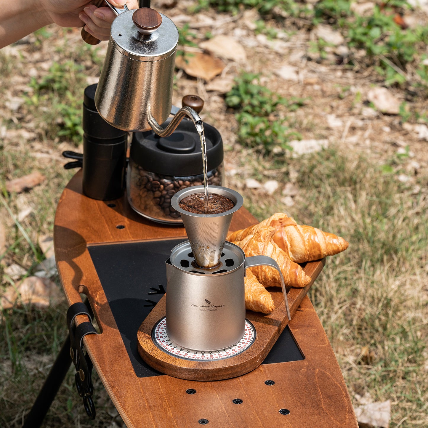Boundless Voyage Titanium Pour-over Coffee Maker Set – 300ml Camping Mug with Detachable Dripper, Ultralight Portable Outdoor Coffee Brewer