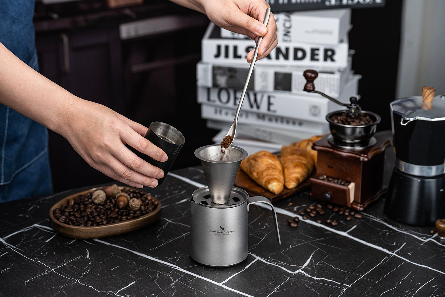 Boundless Voyage Titanium Pour-over Coffee Maker Set – 300ml Camping Mug with Detachable Dripper, Ultralight Portable Outdoor Coffee Brewer