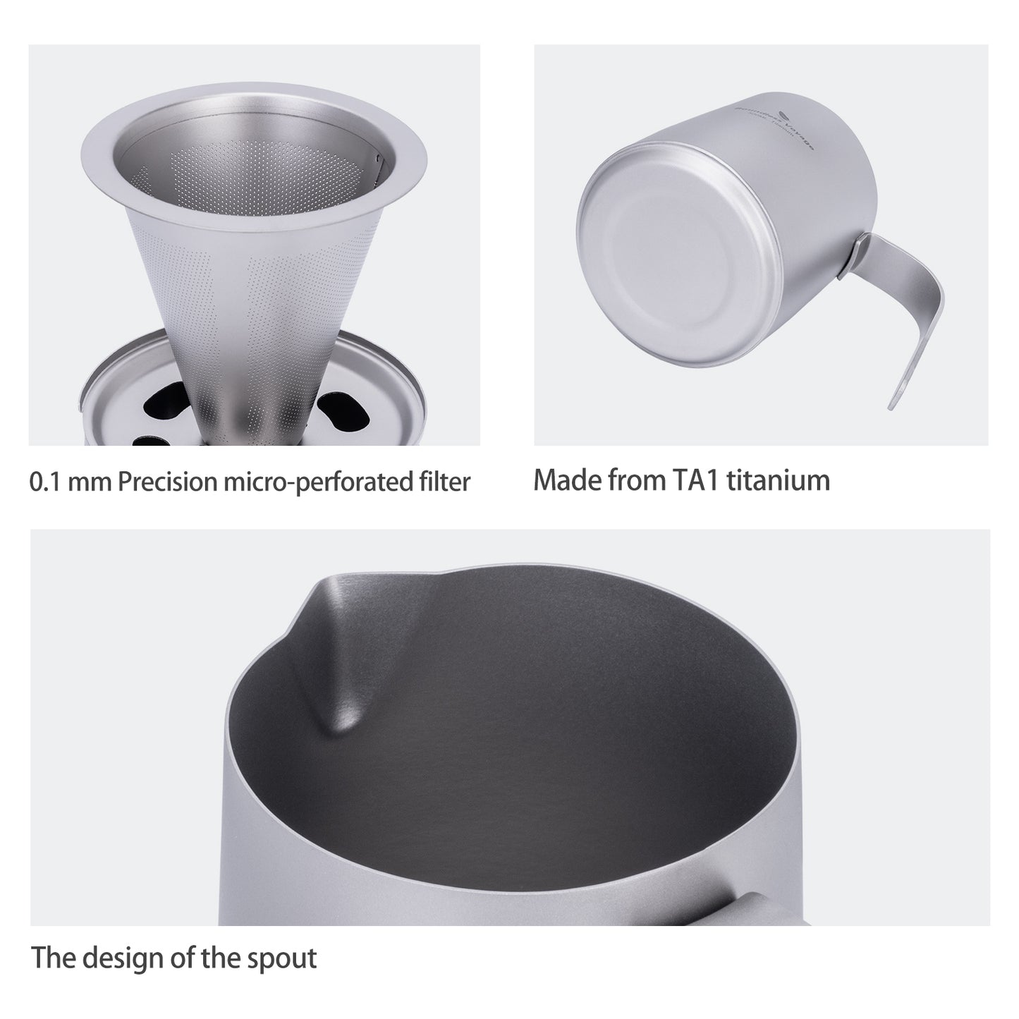 Boundless Voyage Titanium Pour-over Coffee Maker Set – 300ml Camping Mug with Detachable Dripper, Ultralight Portable Outdoor Coffee Brewer