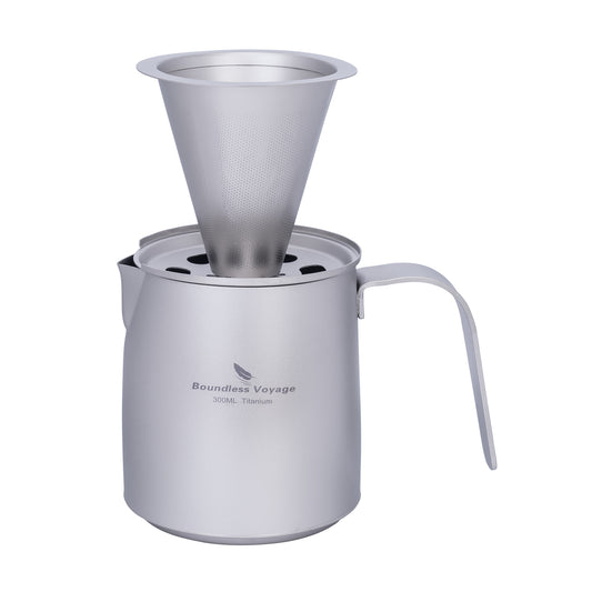 Boundless Voyage Titanium Pour-over Coffee Maker Set – 300ml Camping Mug with Detachable Dripper, Ultralight Portable Outdoor Coffee Brewer