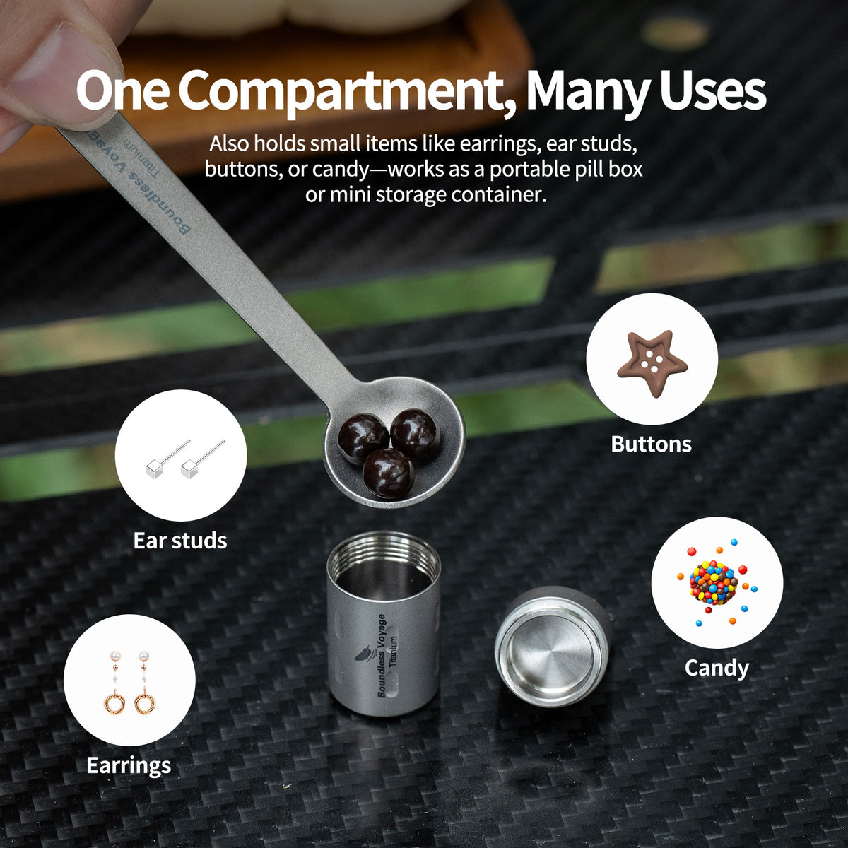 Boundless Voyage Titanium Pill Holder with Lanyard – Waterproof Mini Travel Pill Case, Ultralight Portable Container