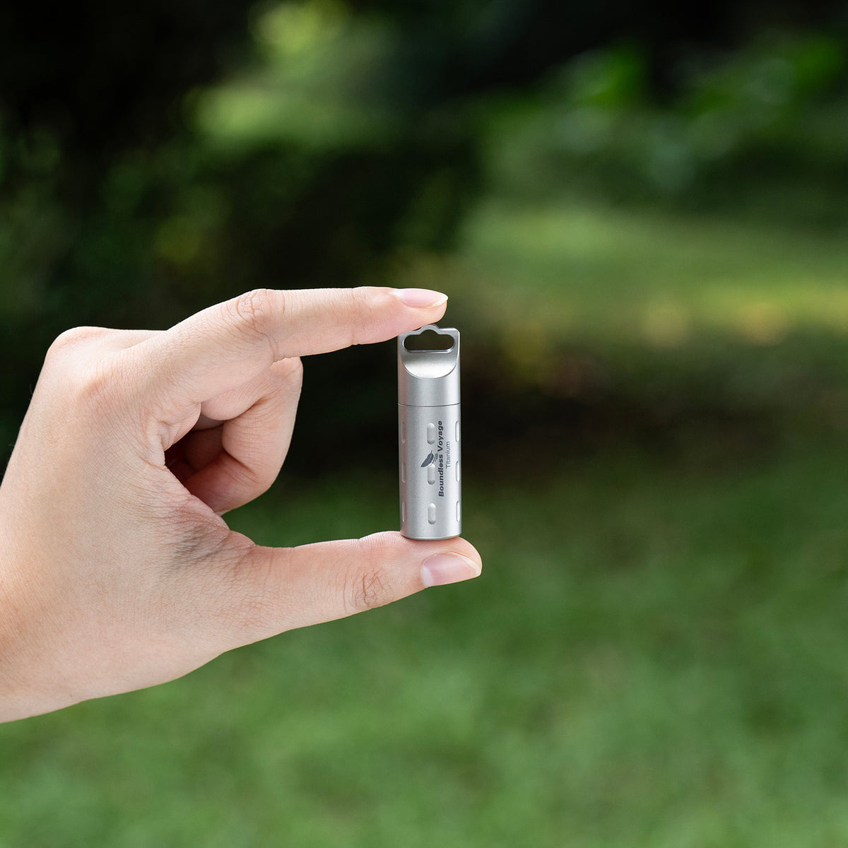 Boundless Voyage Titanium Pill Holder with Lanyard – Waterproof Mini Travel Pill Case, Lightweight Portable EDC Container