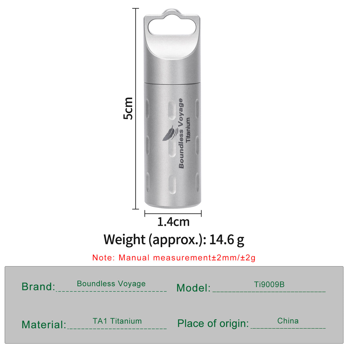Boundless Voyage Titanium Pill Holder with Lanyard – Waterproof Mini Travel Pill Case, Lightweight Portable EDC Container