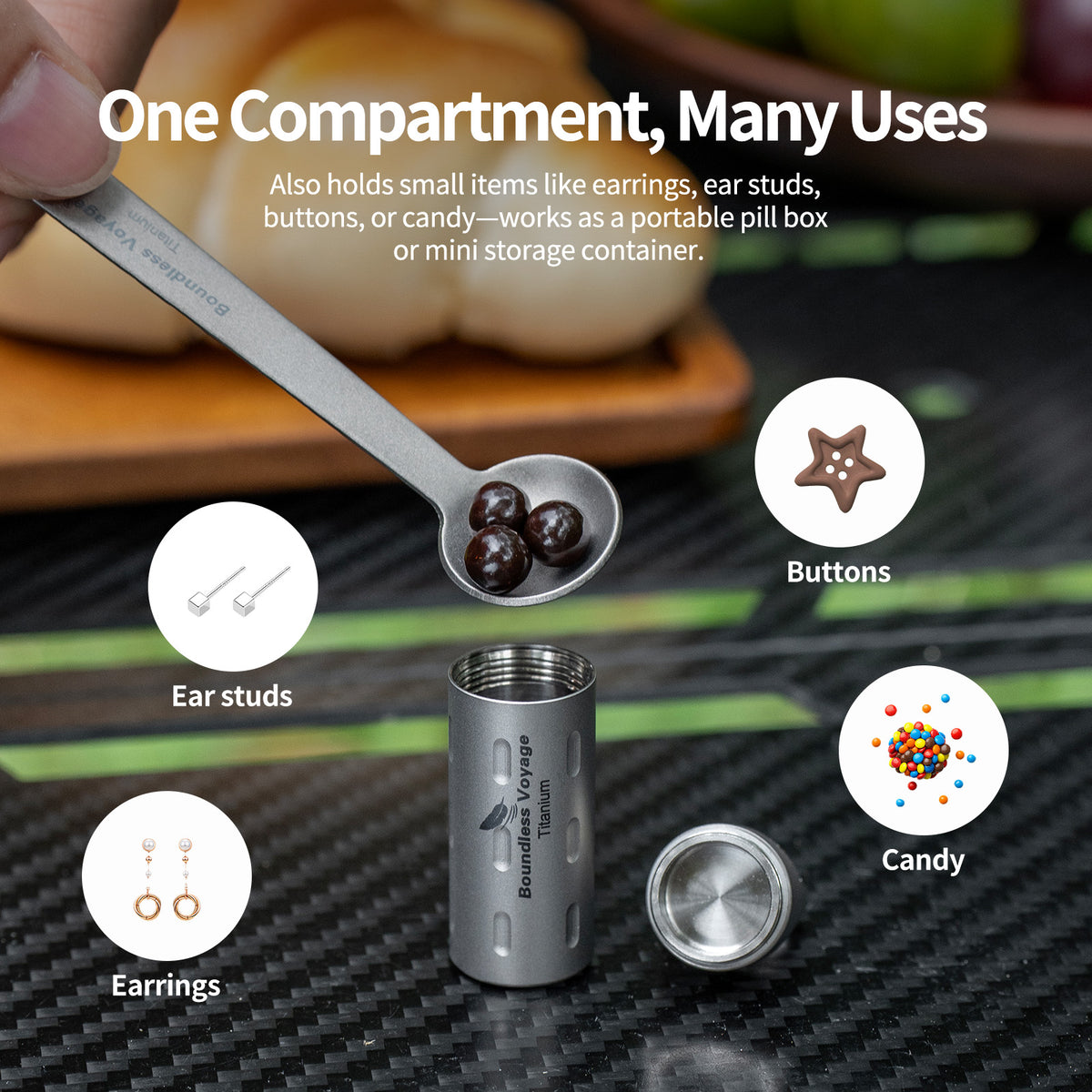 Boundless Voyage Titanium Pill Holder with Lanyard – Waterproof Mini Travel Pill Case, Lightweight Portable EDC Container