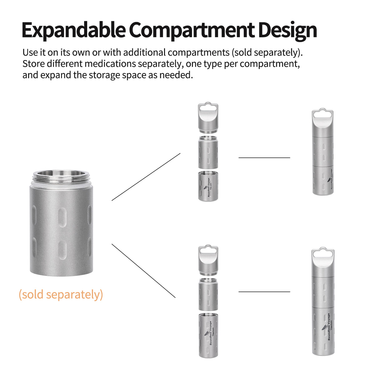 Boundless Voyage Titanium Pill Case Extension Compartment – Modular Add-On for Ti9009A & Ti9009B, Ultralight 5.5g
