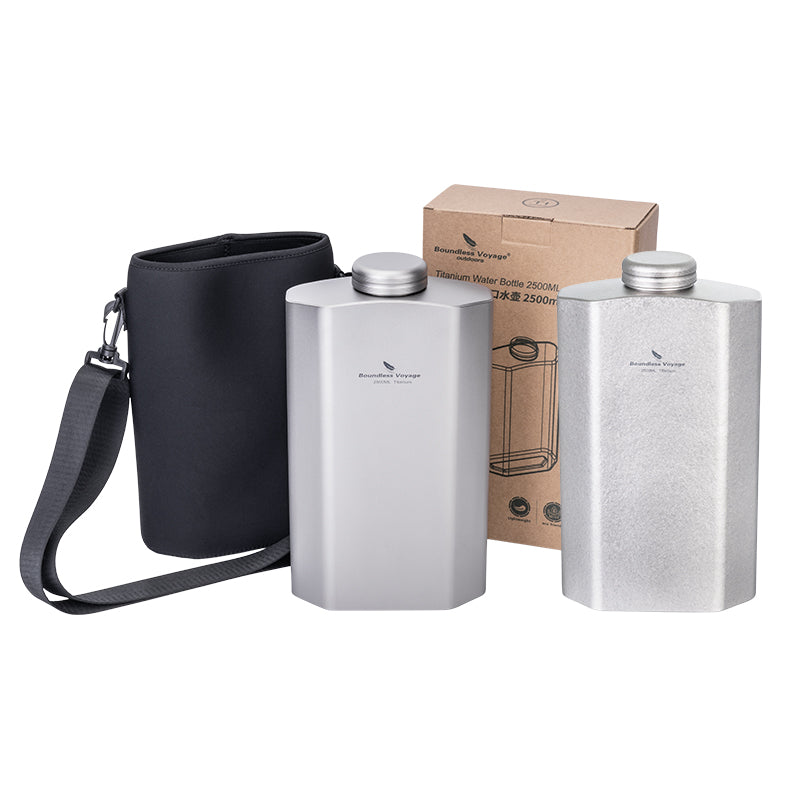 Boundless Voyage 2500ml Extra Large Titanium Water Bottle | 84oz Ultralight Expedition Canteen | Leakproof & Non-Toxic Huge Sports Flask for Camping, Survival & Group Hiking