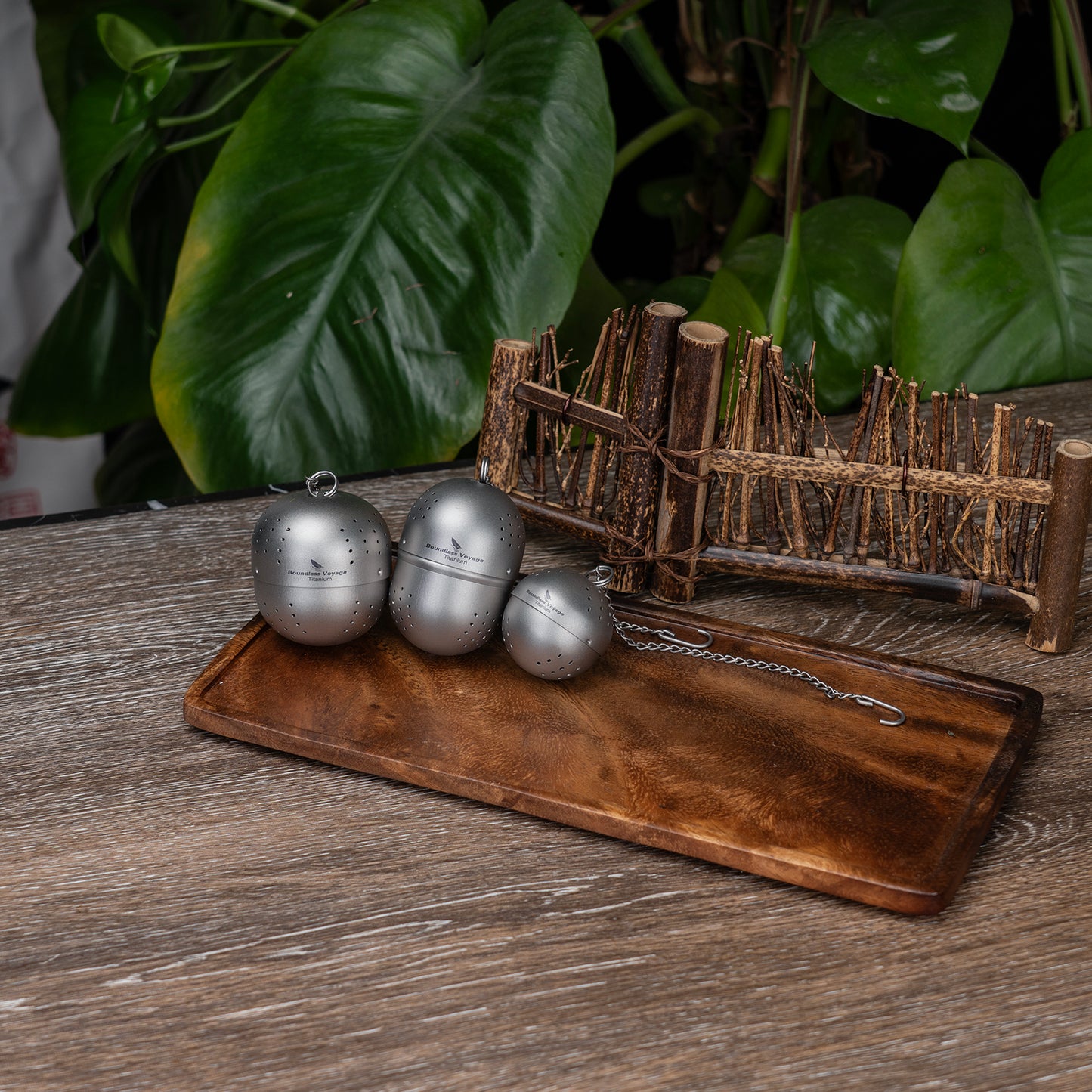 Boundless Voyage Titanium Tea Ball Infuser  Ultralight Tea Strainer with Extended Chain for Loose Tea  Spices