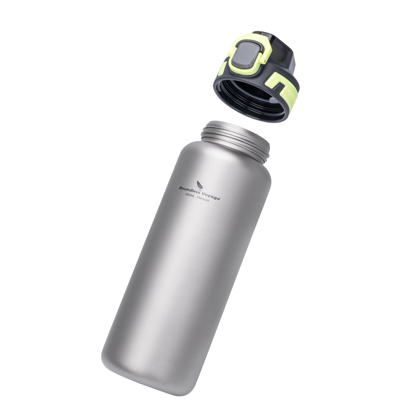 Boundless Voyage 950ml Titanium Water Bottle with Lids – TA1 Ultralight Wide Mouth Canteen for Hiking, Camping & Travel