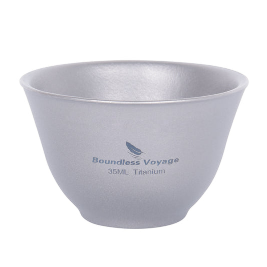 Boundless Voyage 35ml Titanium Double-Walled Tea Cup | 18g Ultralight Mini Tasting Mug | Anti-Scald Insulated Kung Fu Teacup for Camping