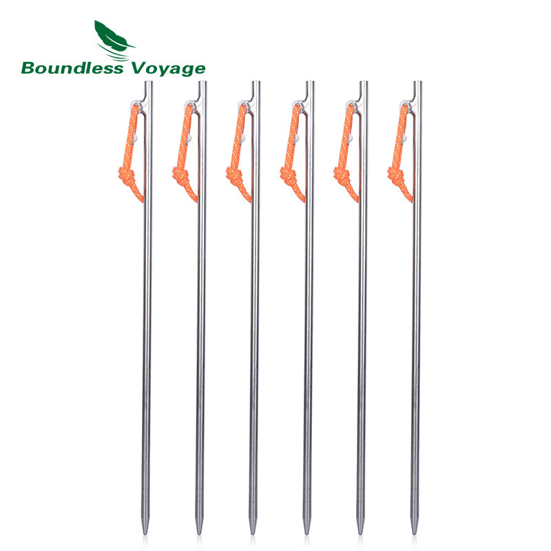 Boundless Voyage  Titanium alloy Tent Stake for Outdoor Camping 40CM Tent Pegs Lightweight 6PCS