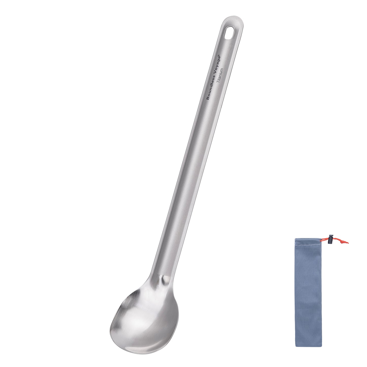 Boundless Voyage Titanium Long Handle Ultralight Spoon Cutlery with Storage Pouch for Camping, Travel & Home Use