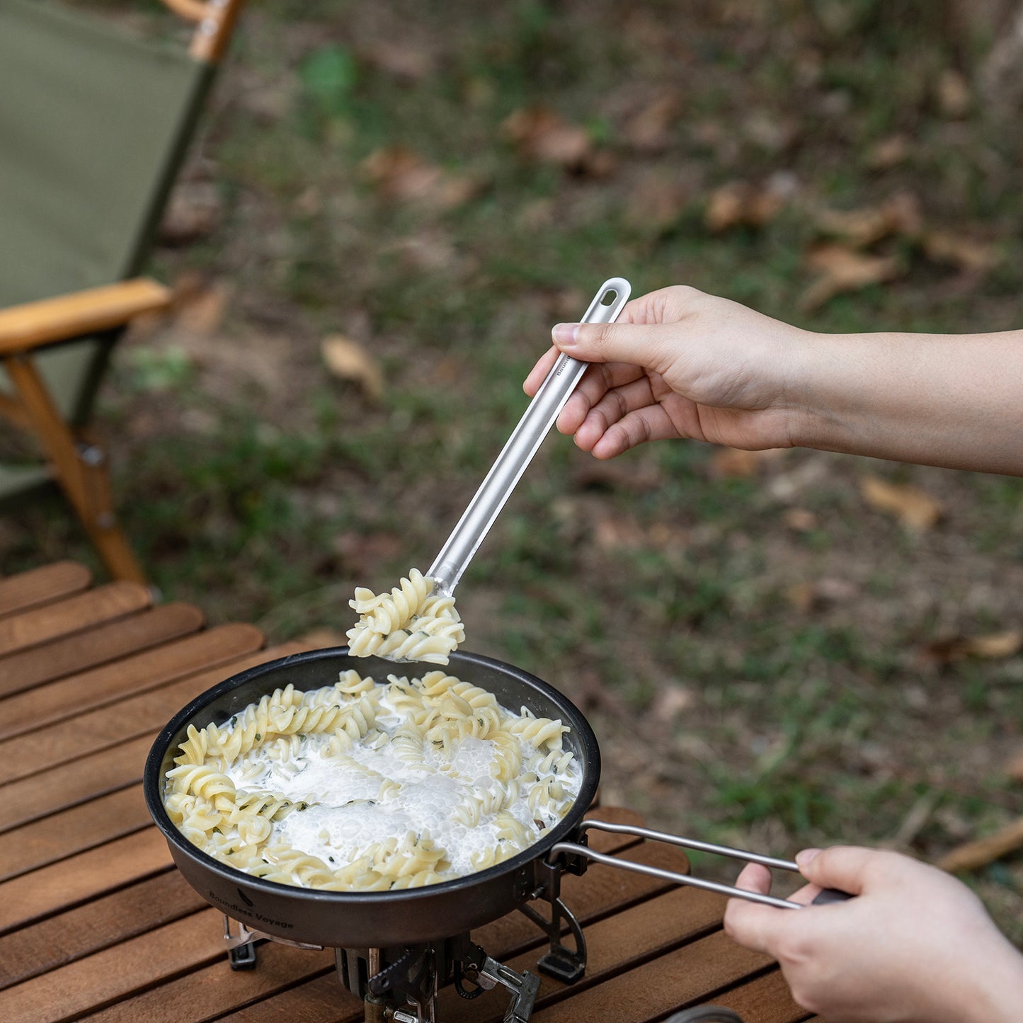 Boundless Voyage Titanium Long Handle Ultralight Spoon Cutlery with Storage Pouch for Camping, Travel & Home Use