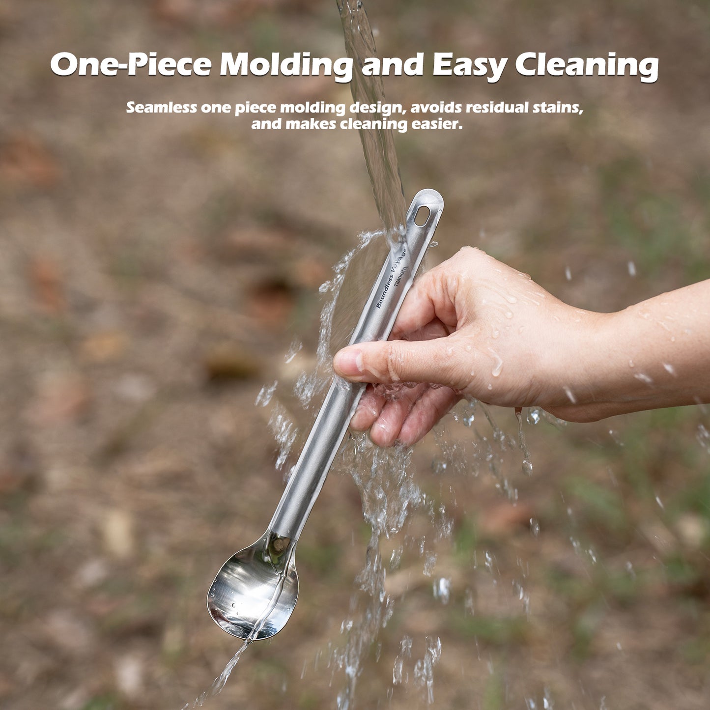 Boundless Voyage Titanium Long Handle Ultralight Spoon Cutlery with Storage Pouch for Camping, Travel & Home Use