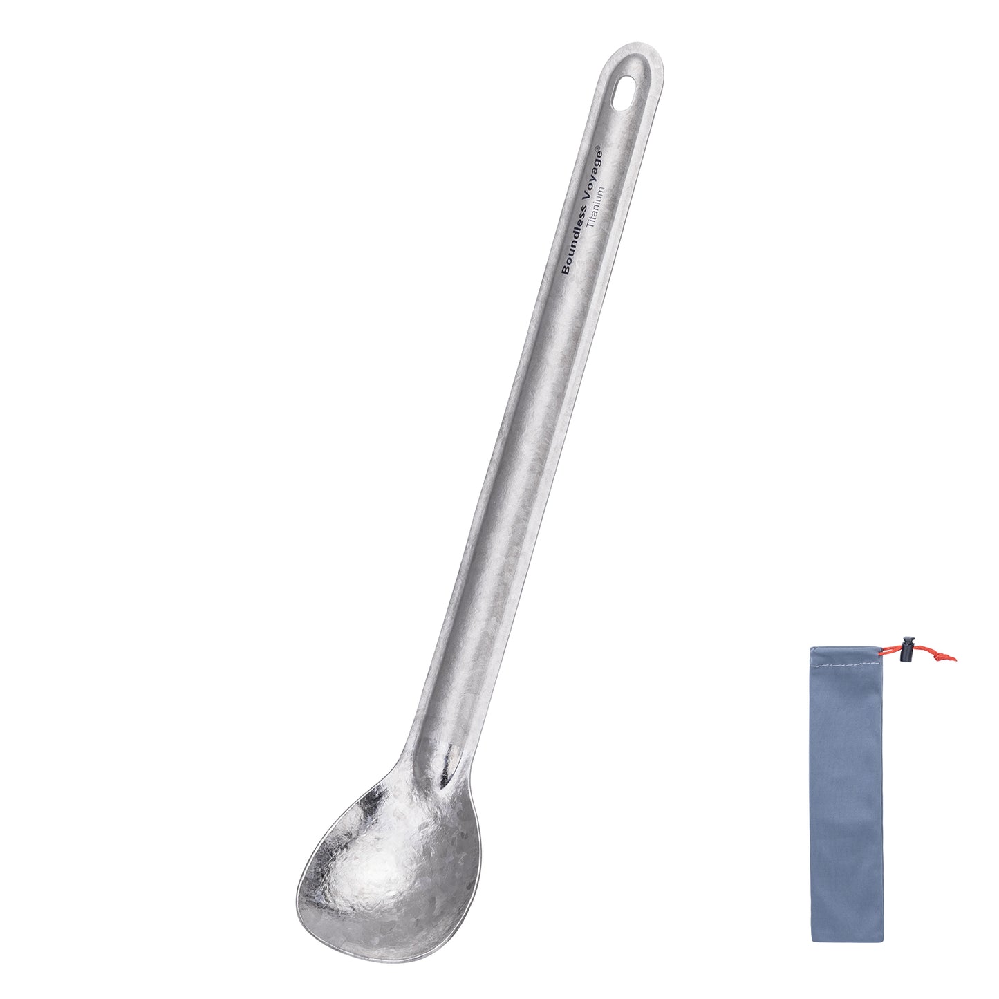 Boundless Voyage Titanium Long Handle Ultralight Spoon Cutlery with Storage Pouch for Camping, Travel & Home Use
