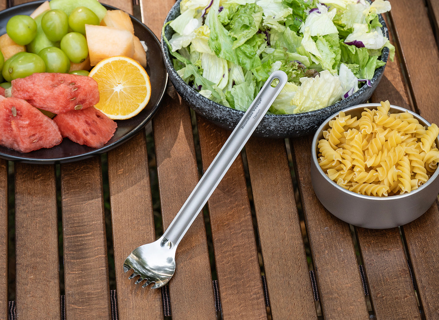 Boundless Voyage Titanium Long Handle Spork Ultralight Spoon & Fork Cutlery with Storage Pouch for Camping Travel & Home Use