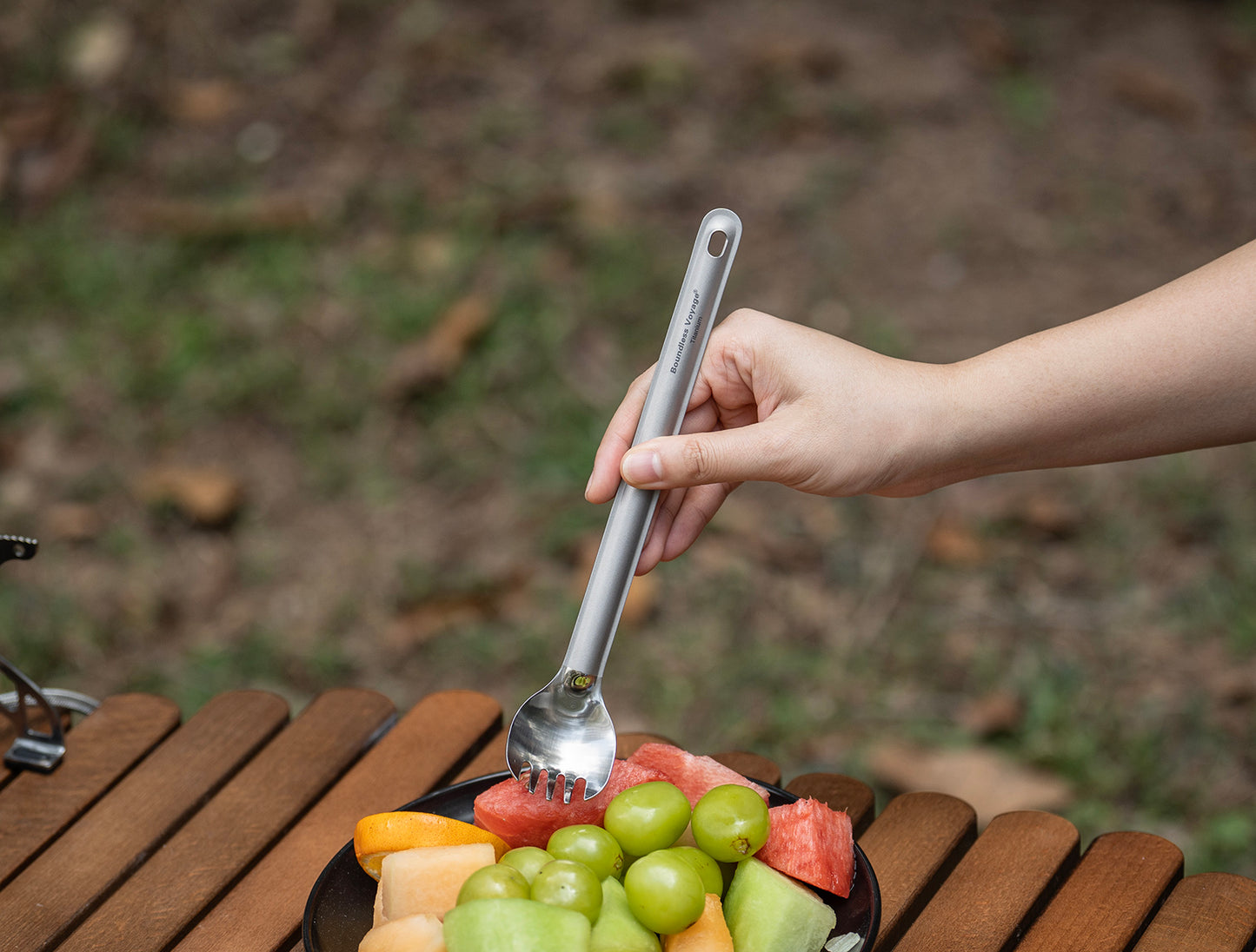 Boundless Voyage Titanium Long Handle Spork Ultralight Spoon & Fork Cutlery with Storage Pouch for Camping Travel & Home Use