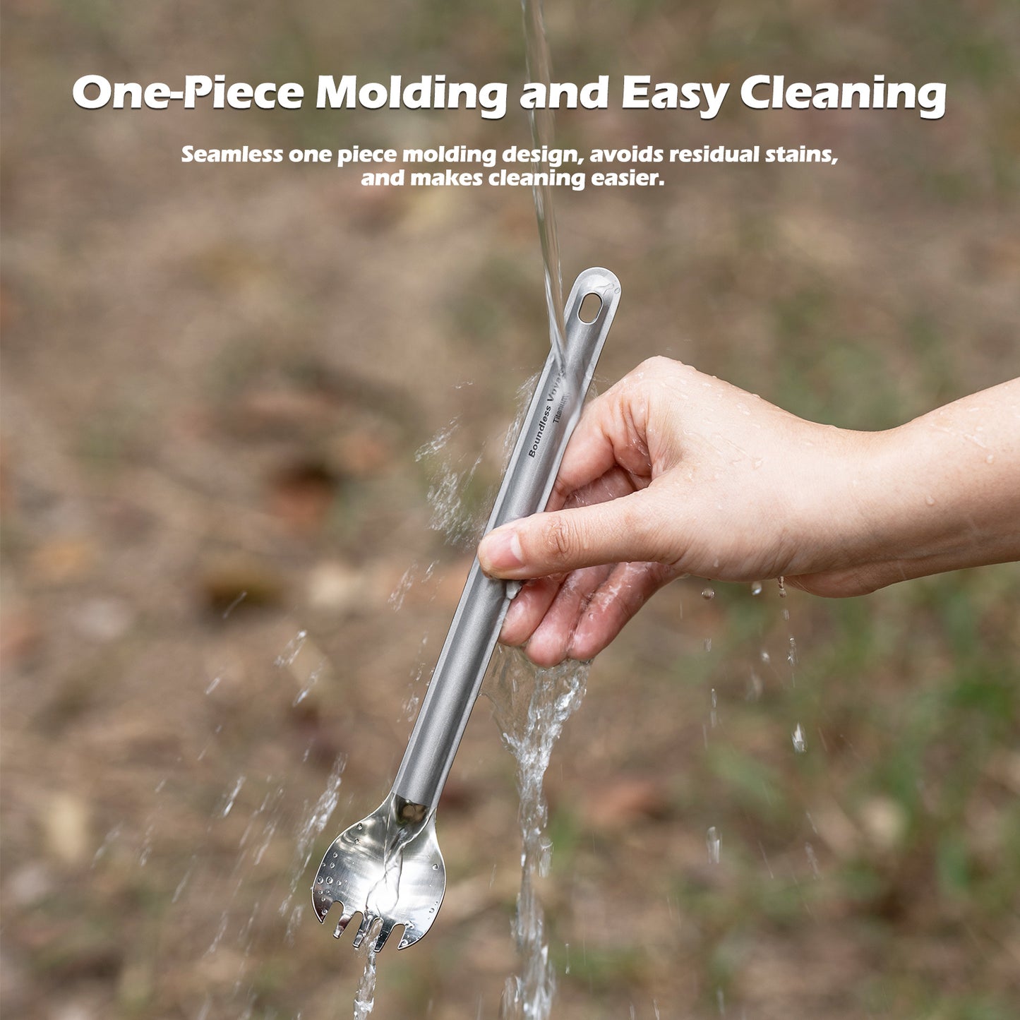 Boundless Voyage Titanium Long Handle Spork Ultralight Spoon & Fork Cutlery with Storage Pouch for Camping Travel & Home Use