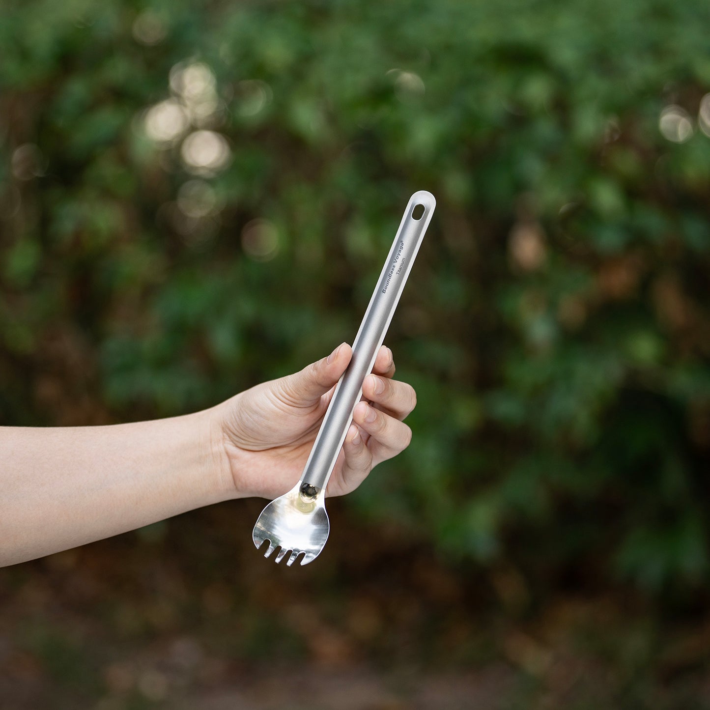 Boundless Voyage Titanium Long Handle Spork Ultralight Spoon & Fork Cutlery with Storage Pouch for Camping Travel & Home Use