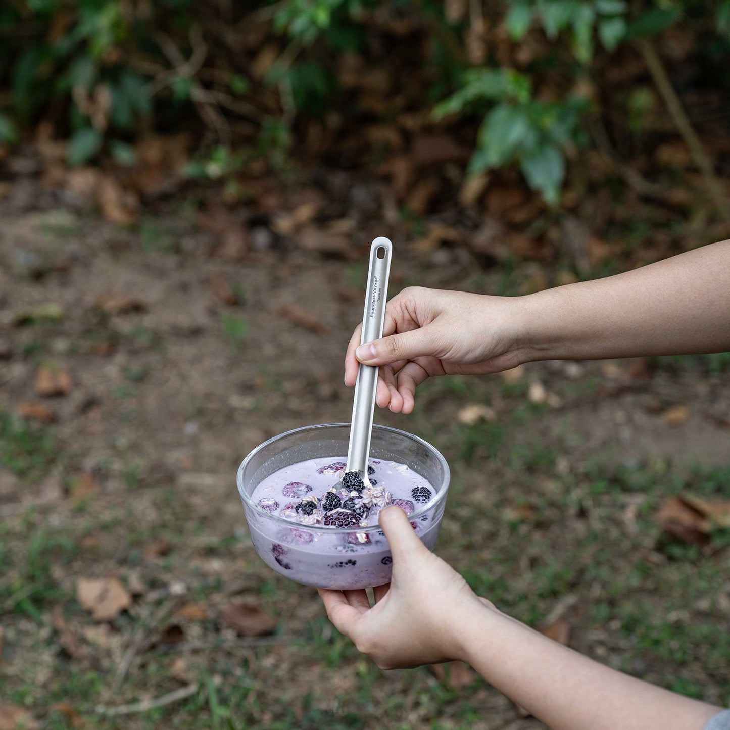 Boundless Voyage Titanium Long Handle Spork Ultralight Spoon & Fork Cutlery with Storage Pouch for Camping Travel & Home Use