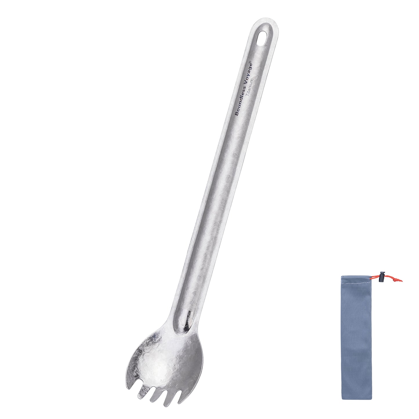 Boundless Voyage Titanium Long Handle Spork Ultralight Spoon & Fork Cutlery with Storage Pouch for Camping Travel & Home Use