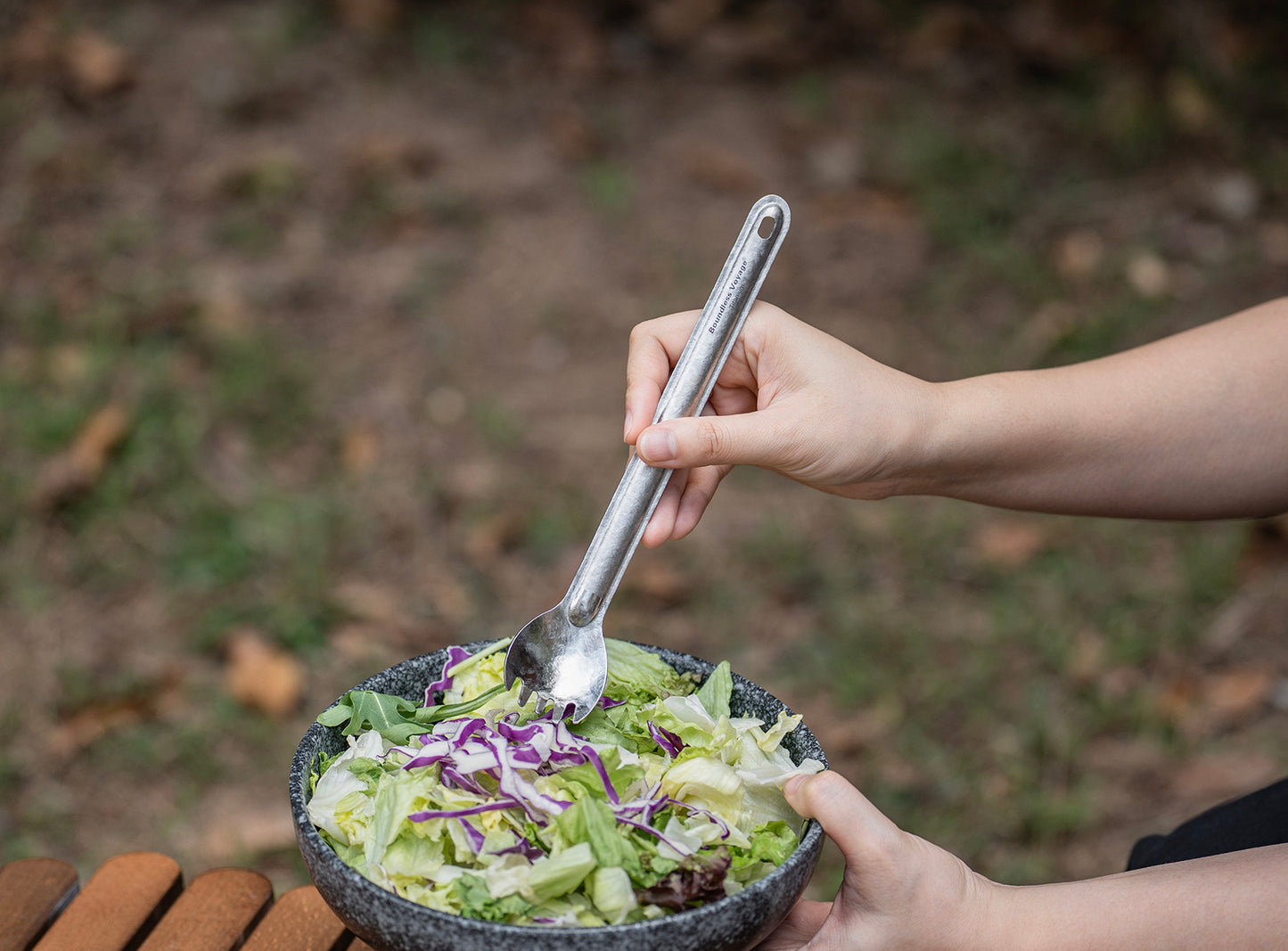 Boundless Voyage Titanium Long Handle Spork Ultralight Spoon & Fork Cutlery with Storage Pouch for Camping Travel & Home Use