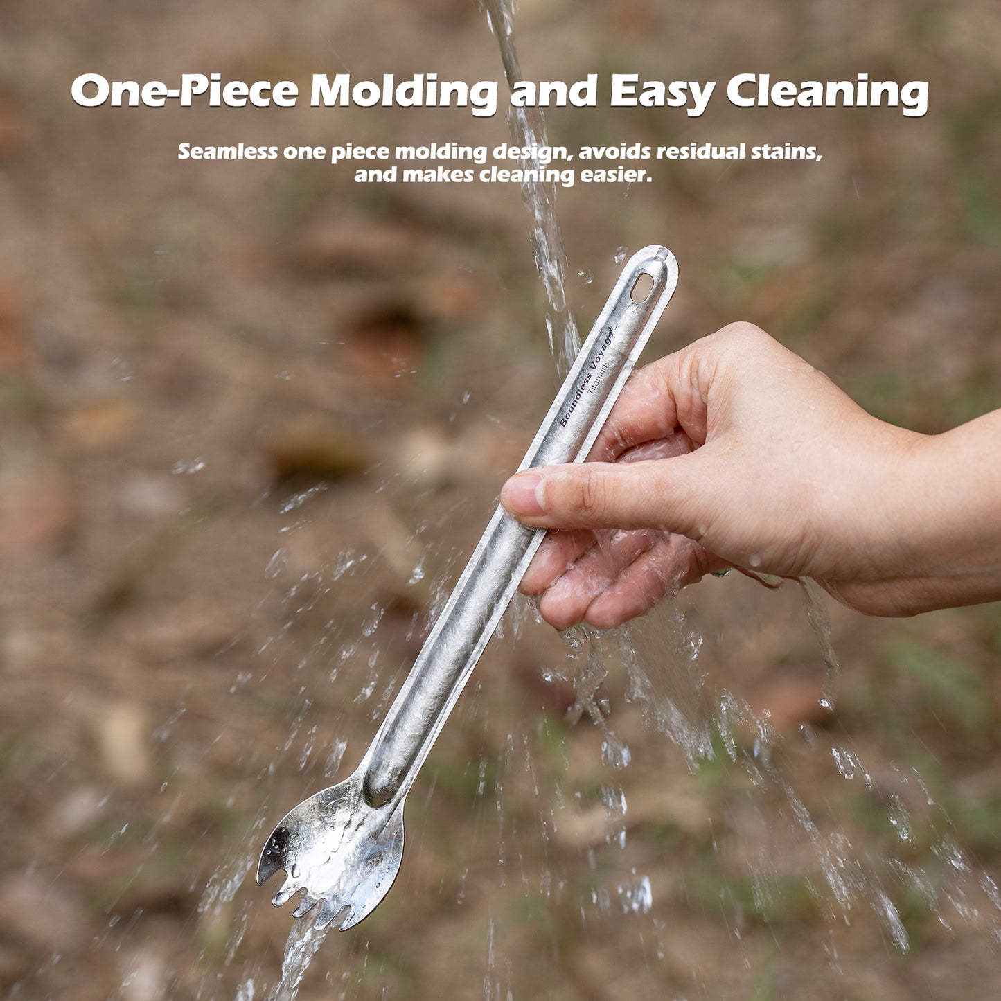 Boundless Voyage Titanium Long Handle Spork Ultralight Spoon & Fork Cutlery with Storage Pouch for Camping Travel & Home Use