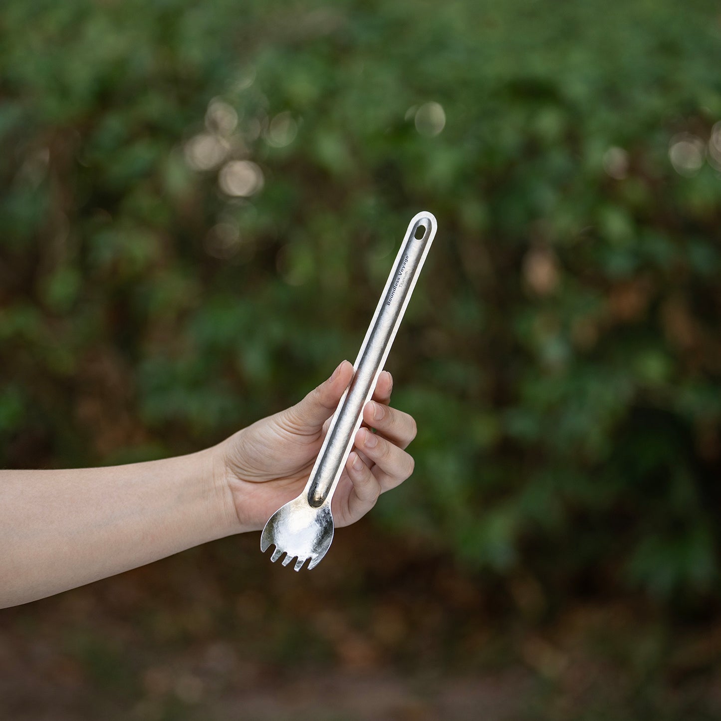 Boundless Voyage Titanium Long Handle Spork Ultralight Spoon & Fork Cutlery with Storage Pouch for Camping Travel & Home Use