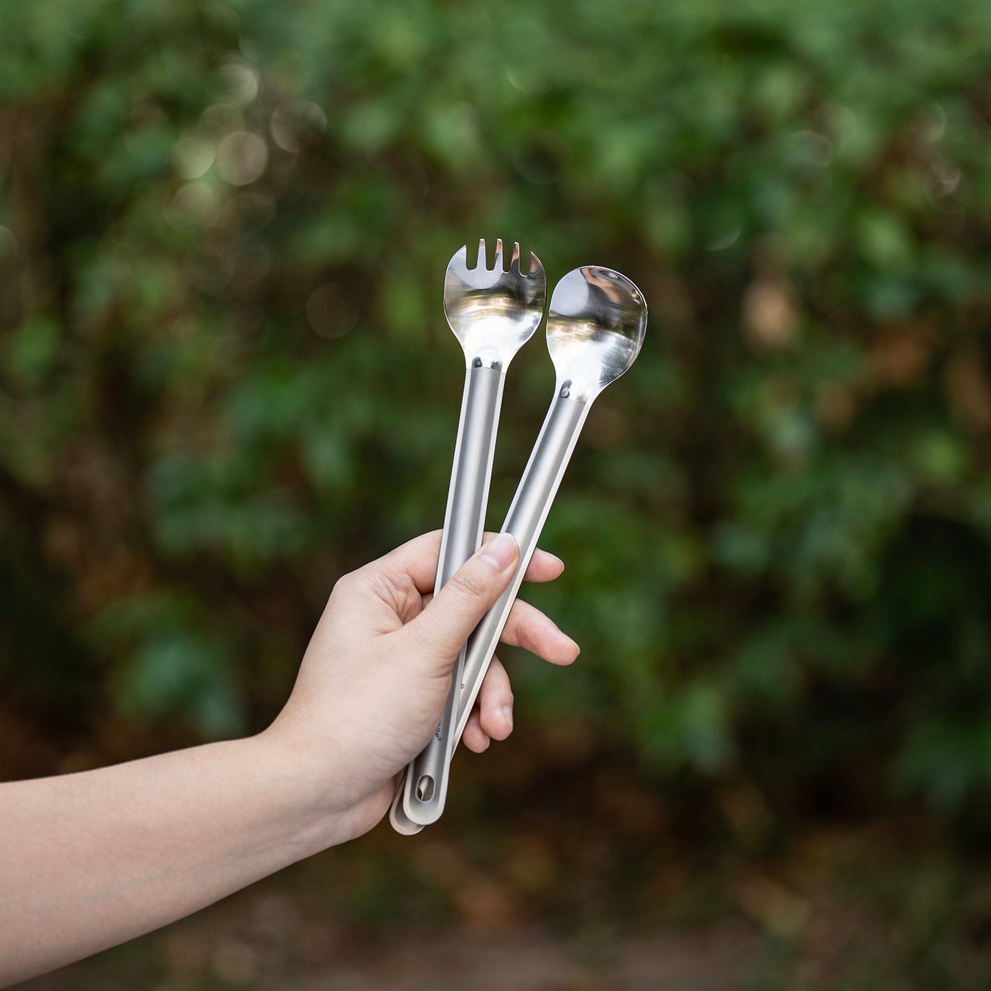 Boundless Voyage Titanium Long Handle Spork  Ultralight Spoon & Fork Cutlery Set with Storage Pouch for Camping Travel & Home Use