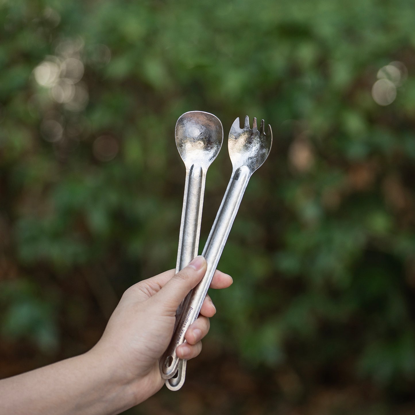 Boundless Voyage Titanium Long Handle Spork  Ultralight Spoon & Fork Cutlery Set with Storage Pouch for Camping Travel & Home Use