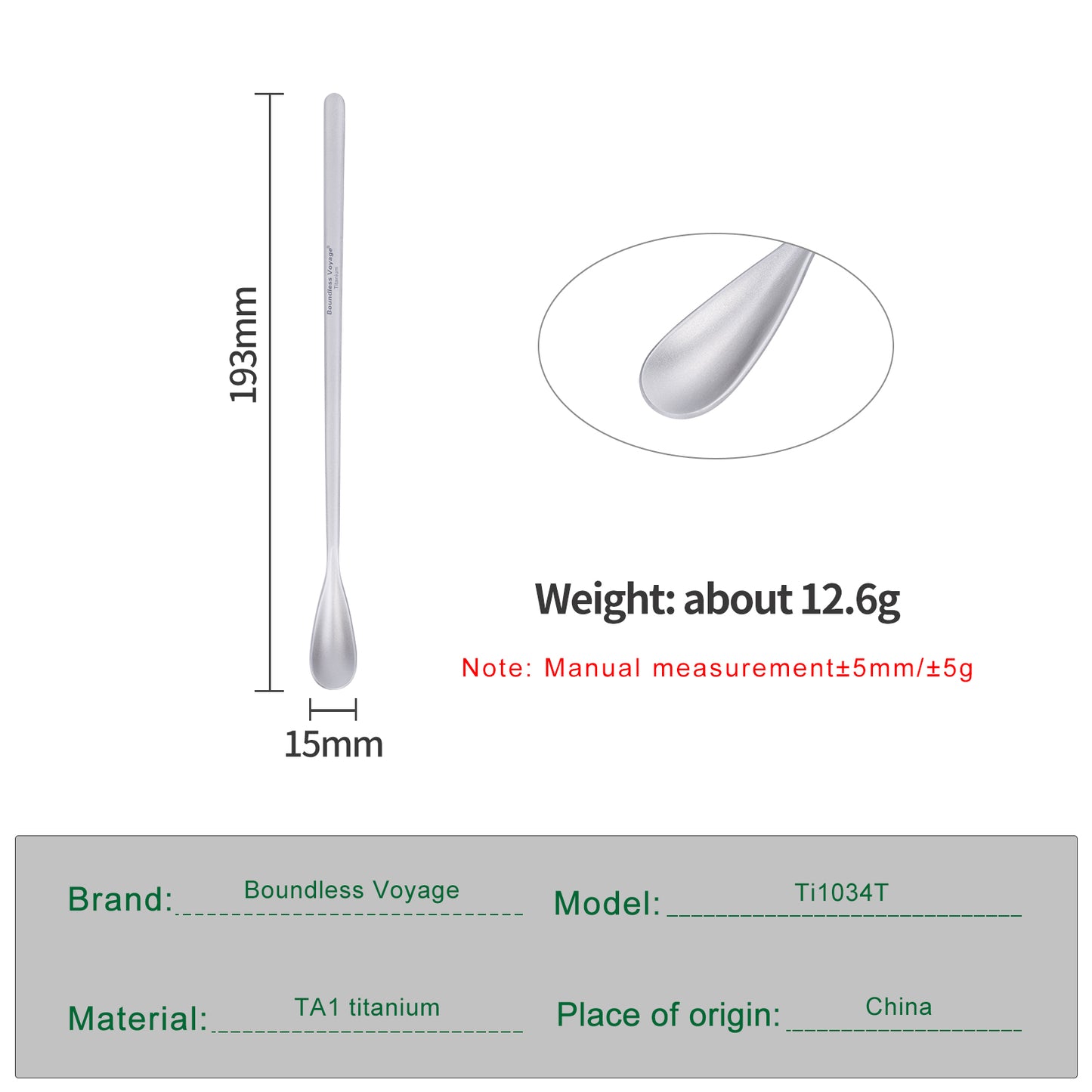 Boundless Voyage Titanium Long Handle Coffee Spoon – Ultralight Camping Spoon for Mug, Coffee, Tea & Travel