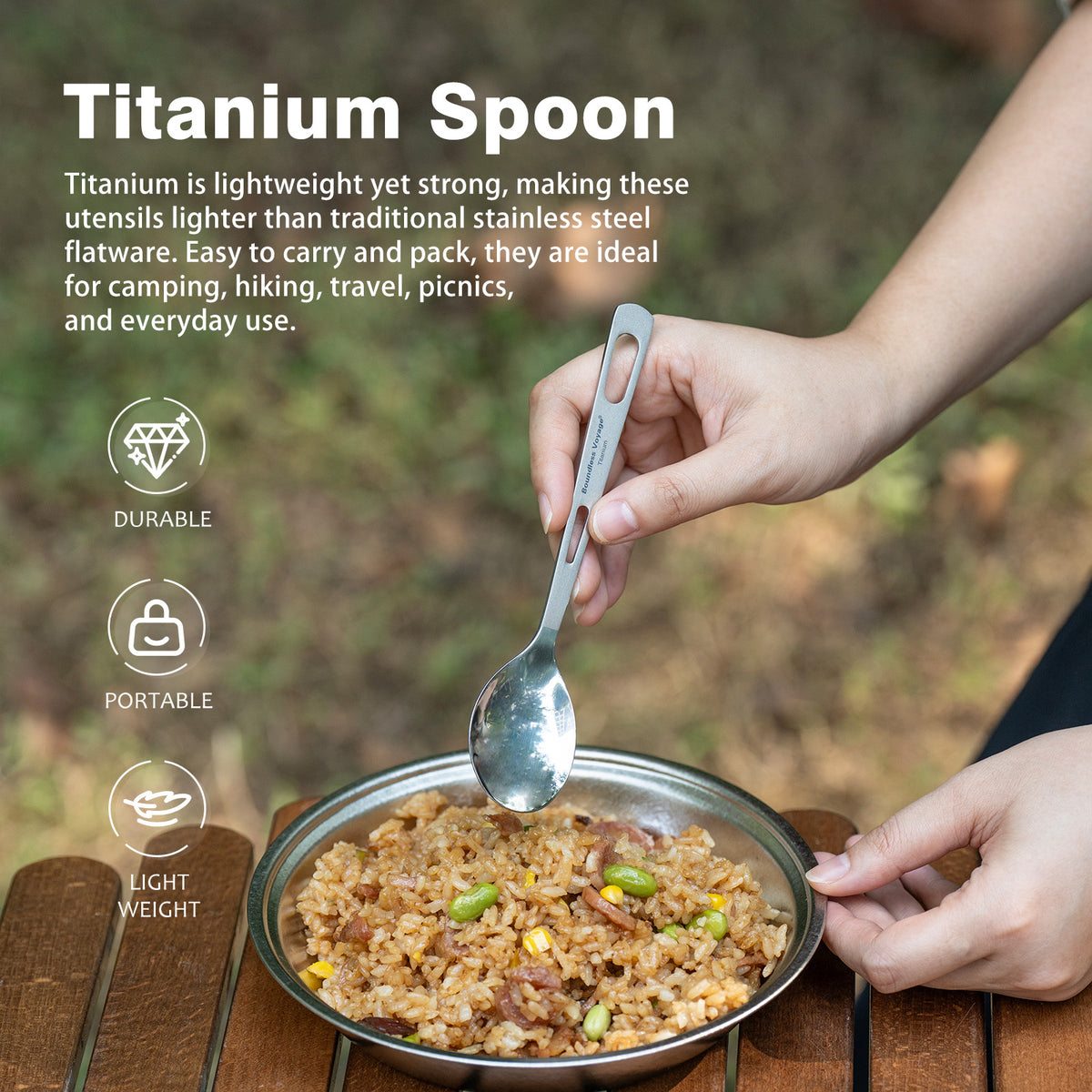 Boundless Voyage Titanium Spoon – Ultralight TA1 Titanium Camping Spoon for Backpacking, Travel & Everyday Use