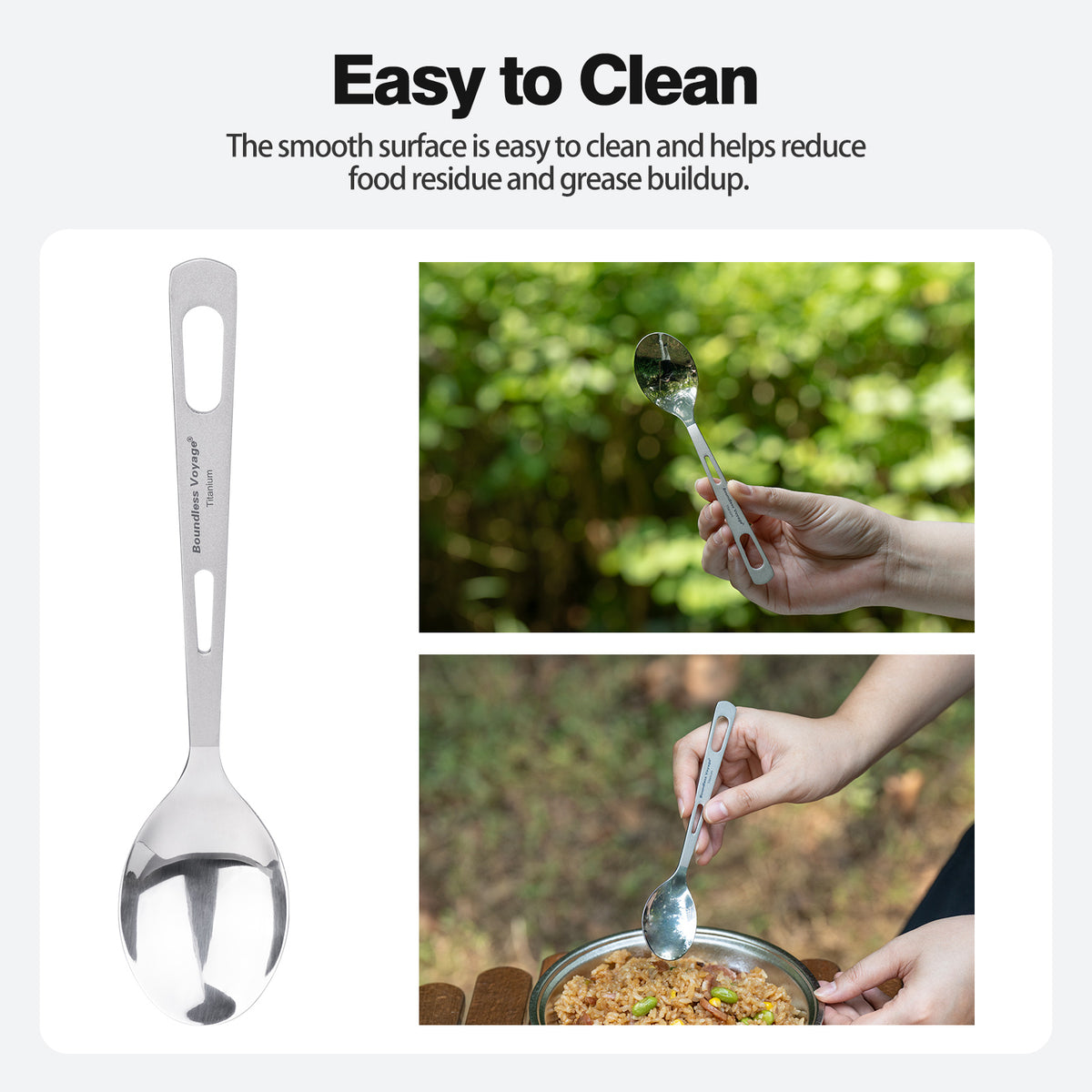 Boundless Voyage Titanium Spoon – Ultralight TA1 Titanium Camping Spoon for Backpacking, Travel & Everyday Use