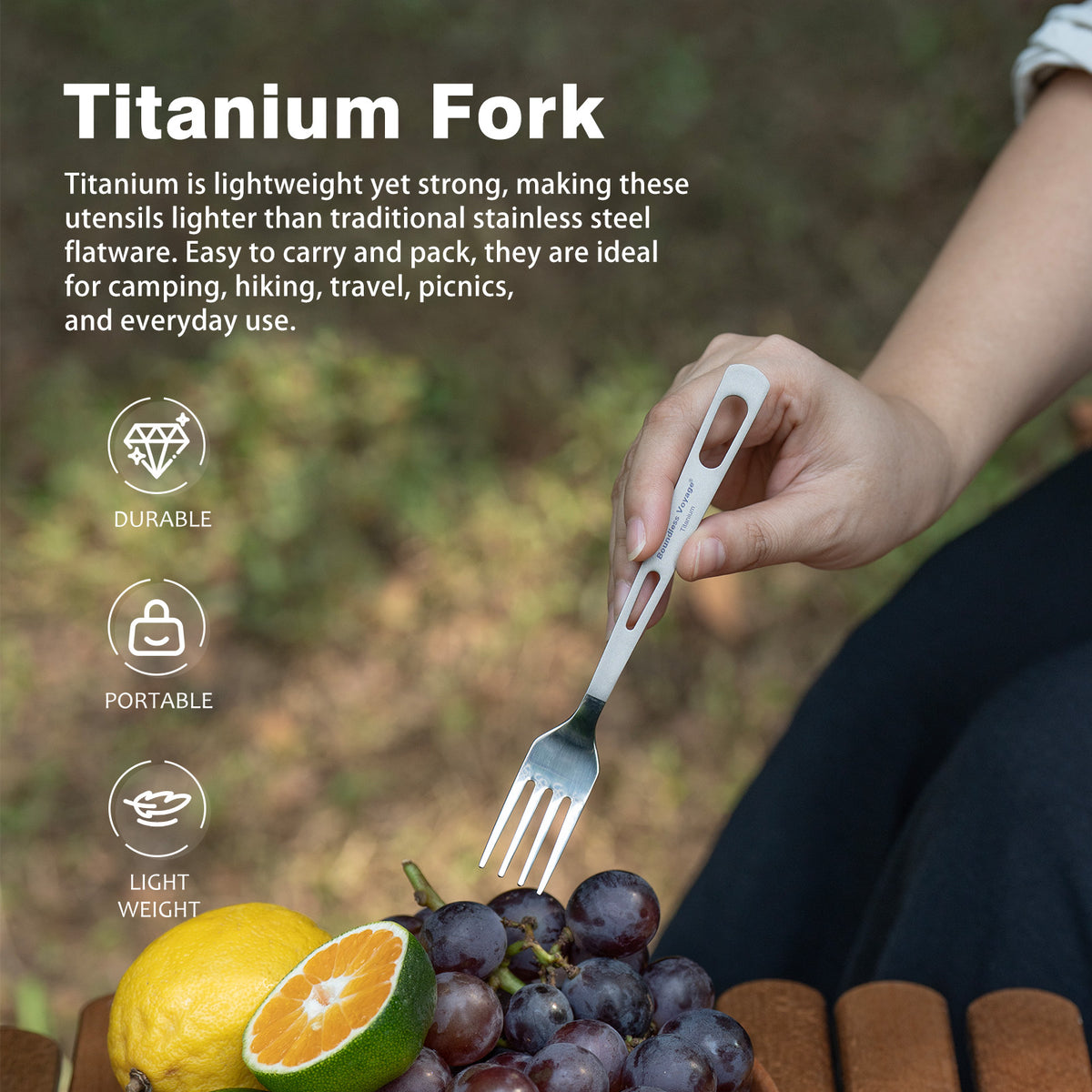 Boundless Voyage Titanium Fork – Ultralight Camping Cutlery for Outdoor & Everyday Use