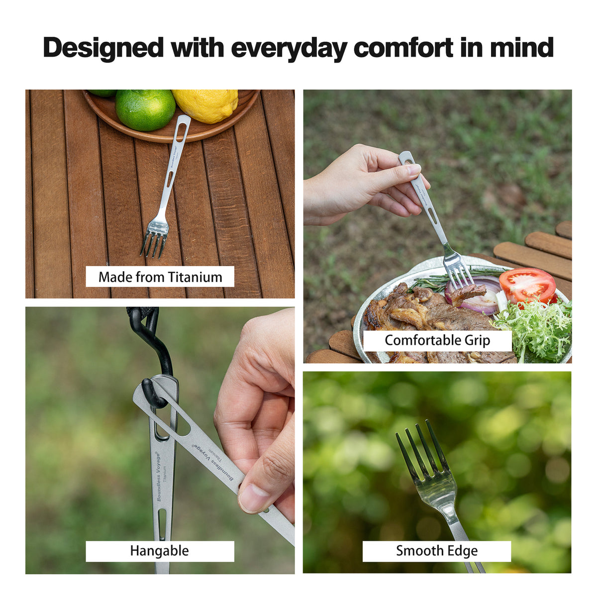 Boundless Voyage Titanium Fork – Ultralight Camping Cutlery for Outdoor & Everyday Use
