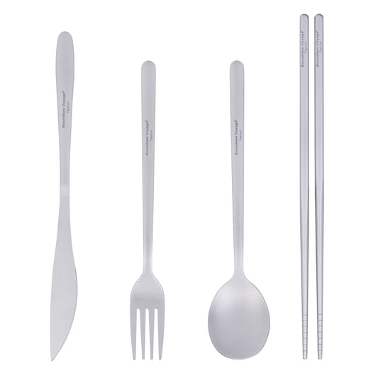Boundless Voyage Titanium Camping Tableware Set – Eco-Friendly Cutlery & Chopsticks | Knife, Fork, Spoon for Home, Travel & Outdoor Adventures