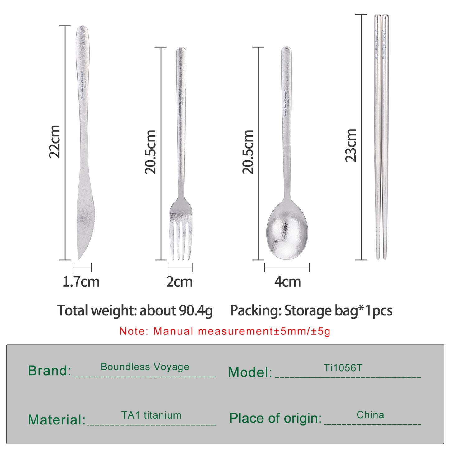 Boundless Voyage Titanium Camping Tableware Set – Eco-Friendly Cutlery & Chopsticks | Knife, Fork, Spoon for Home, Travel & Outdoor Adventures