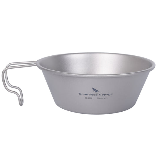 Boundless Voyage Titanium Sierra Cup 450ml – Ultralight Camping Mug Bowl with Handle for Cooking, Coffee & Outdoor Use