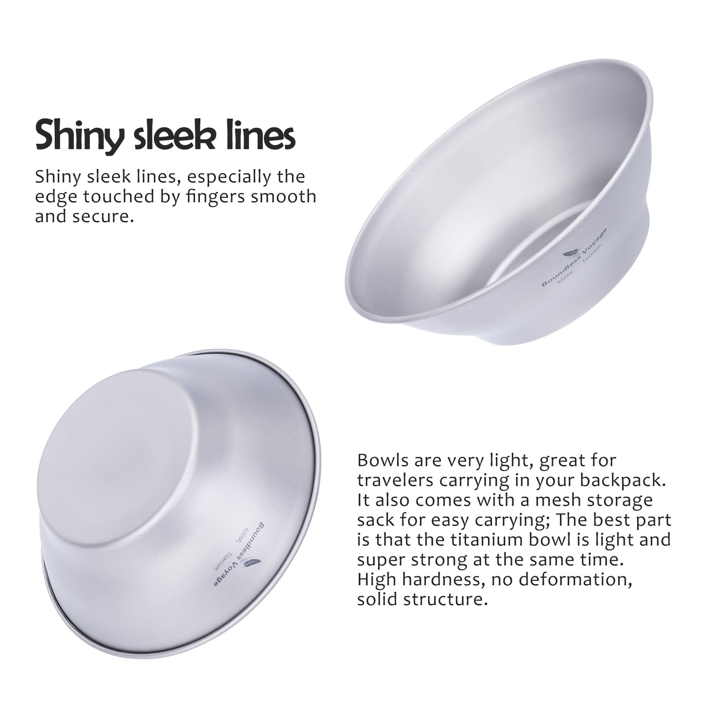 Boundless Voyage 600ml Titanium Camping Bowl – Ultralight Single-Wall Outdoor Dish for Hiking, Backpacking & Travel